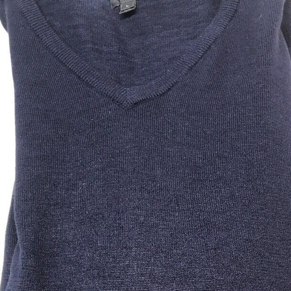 J Crew Men Sweater V Neck 100% Cotton Navy Blue L - Picture 2 of 3